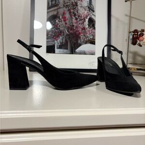 Paul Green EUC Black Suede Women's Slingback Heels - size US 9.5